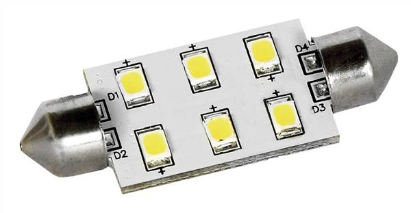 LAMPADA 6 LED SV8.5 MM.42 LUCE CALDA